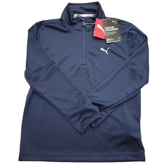 Puma Boys Small 1/4 Zip Pullover Blue Drycell NWT - Picture 2 of 9